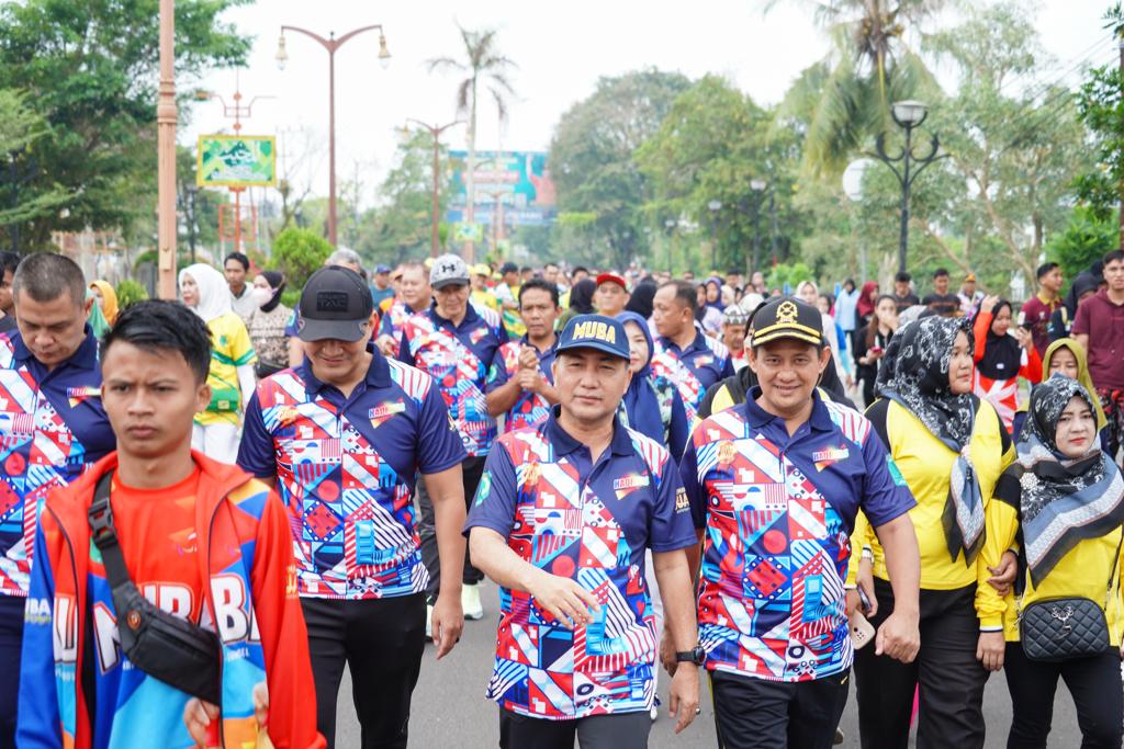 Peringati Haornas ke 40, Pemkab Muba Adakan Jalan Santai dan Senam Bersama Pj Bupati Apriyadi