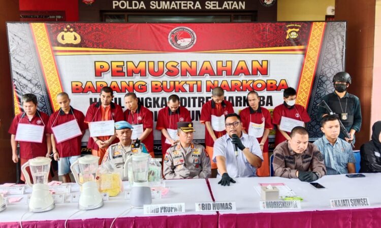 Ratusan Gram Sabu dan Pil Ekstasi Dimusnakan Polda Sumsel