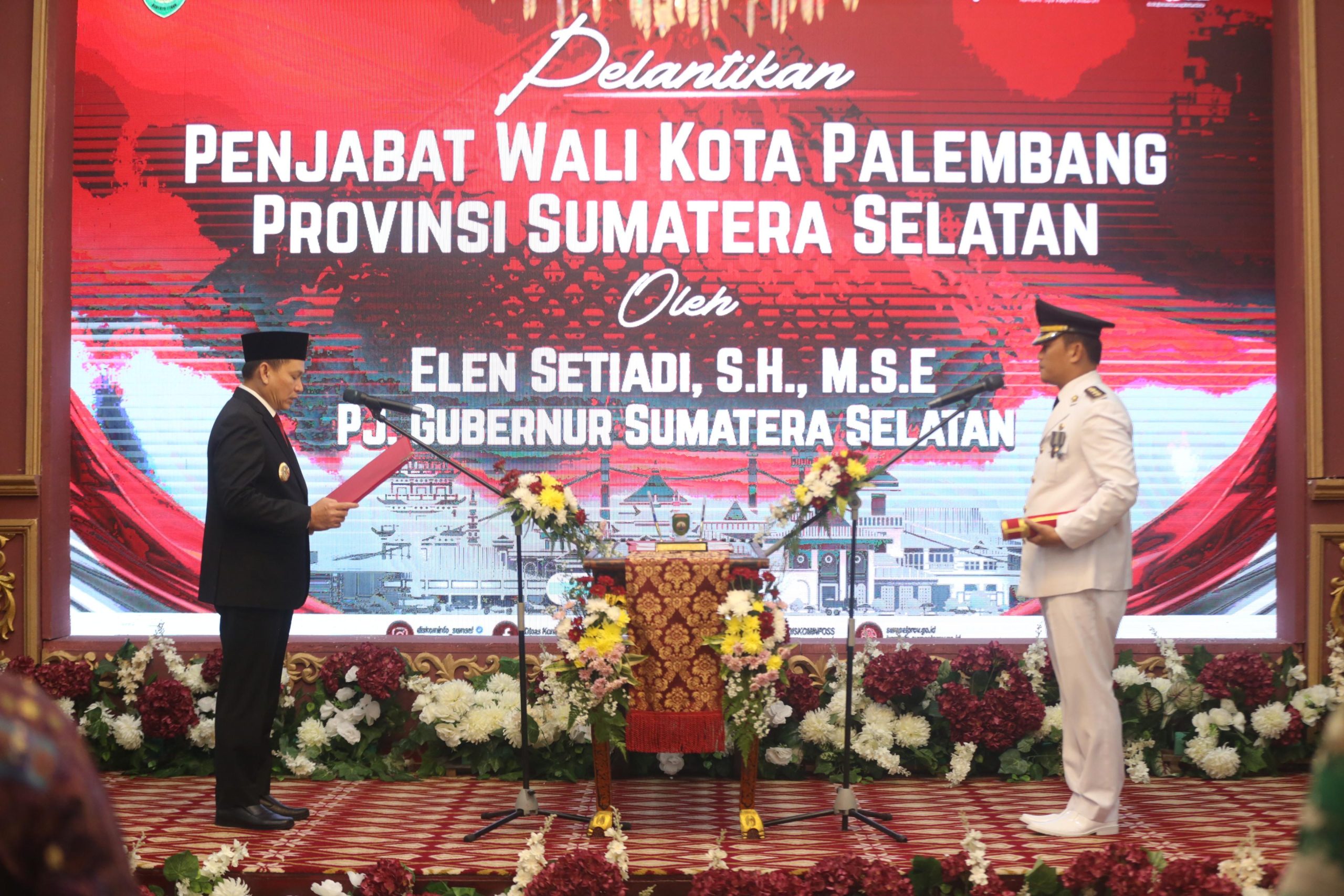 Pj Gubernur Elen Setiadi Lantik Cheka Virgowansyah Sebagai Pj Walikota Palembang