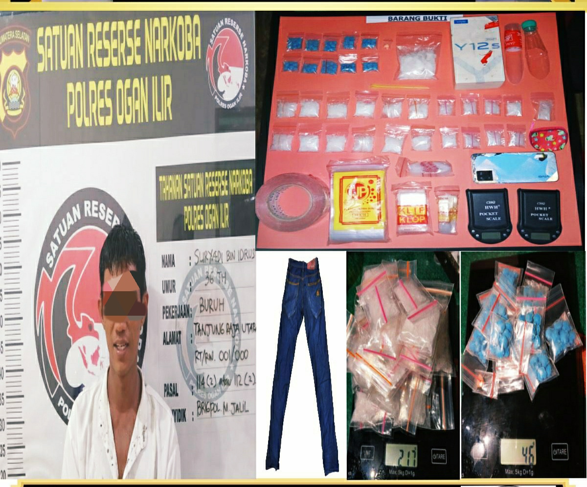 Amankan 22 Paket Sabu dan 101 Butir Ineks, Sat Narkoba Polres Ogan Ilir Kembali Tangkap Pelaku Narkoba