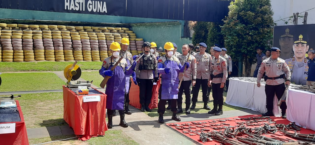 Operasi Senpi Musi Tahun 2024 dan 2025, Polda Sumsel Musnahkan Ratusan Pucuk Senpira