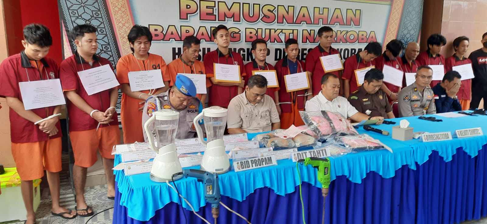 Polda Sumsel Musnahkan BB 4,55 Kg Sabu dan 23.573 Butir Ekstasi