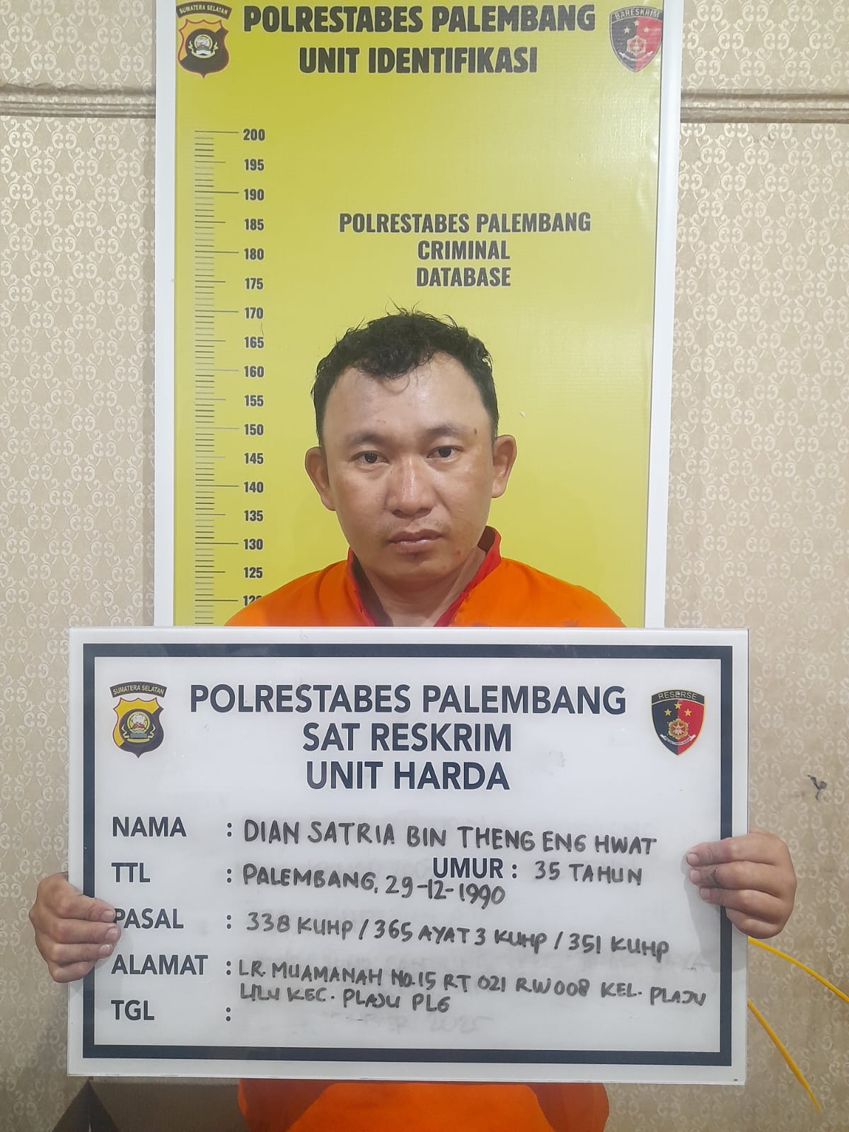 Pelaku Pembunuhan Pengusaha Kerupuk 15 Ilir Ditangkap Tim Gabungan Polda Sumsel